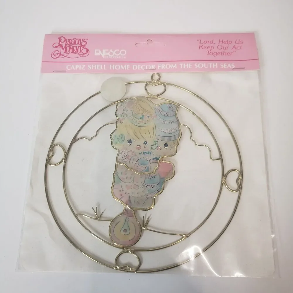 Vintage 1990s Precious Moments Capiz Shell Clowns Suncatcher New in Package